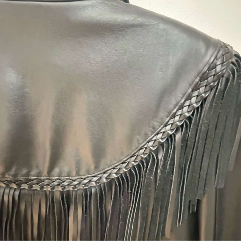 Vintage Black Fringe Leather Cropped Jacket - Women - Picture 9 of 16